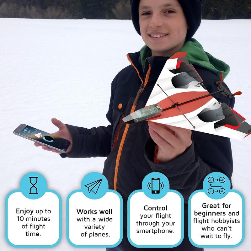 4.0 The Next-Generation Smartphone RC Controlled Paper Airplane Kit. Easy to Fly with Autopilot & Gyro Stabilizer. For Hobbyists, Pilots, Tinkerers. STEM Ready with DIY Modular Kit