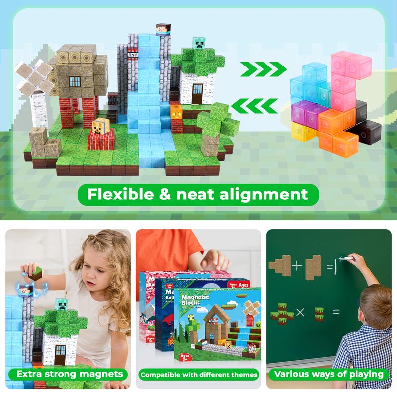 Magnetic Blocks-100PCS Magnetic Building Blocks Magnetic Tiles Stacking,  STEM Montessori Sensory Toys magnet blocks