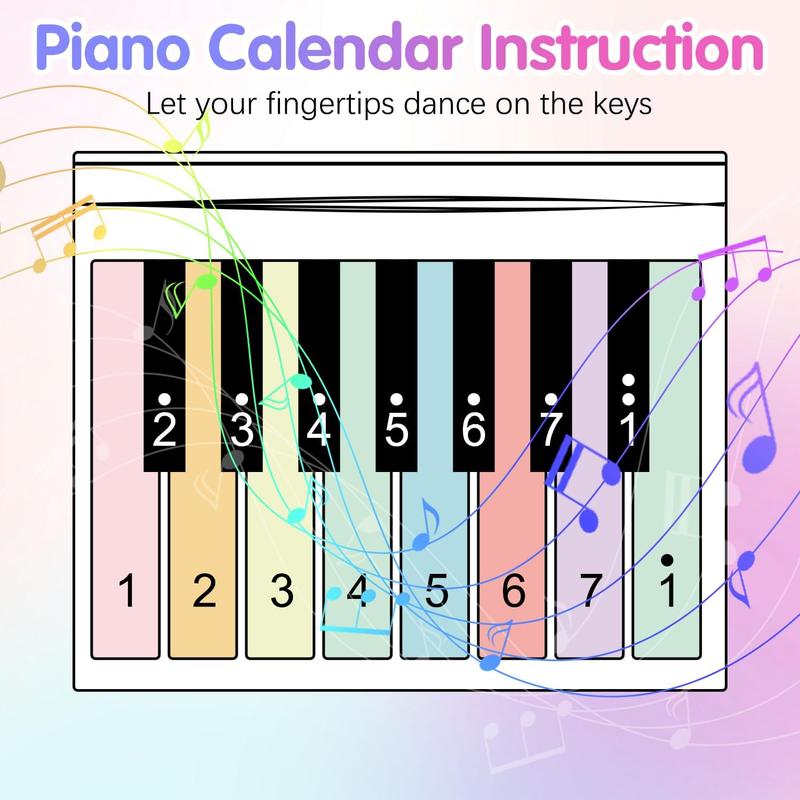 Piano Calendar 2025,Desk Calendar,Rechargeable Mini Piano With 52 Music Scores in 28 Cards,Christmas Gift,Creative Birthday Gifts for Family Friends