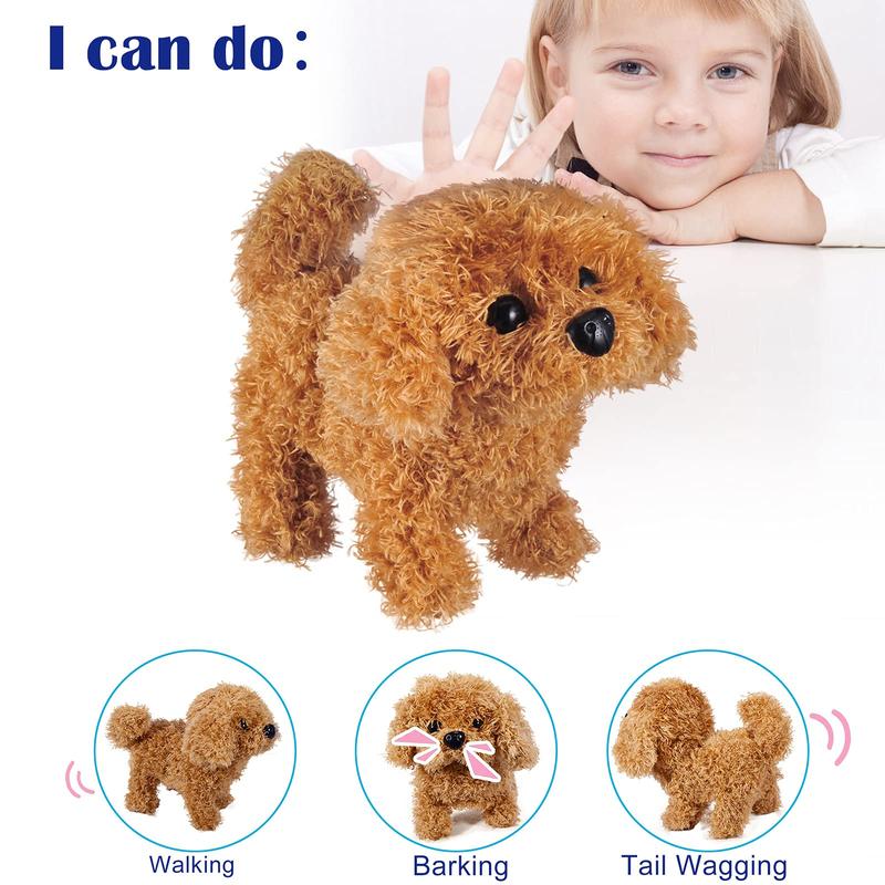 Plush Teddy Toy Puppy Electronic Interactive Pet Dog - Walking, Barking, Tail Wagging, Stretching Companion Animal