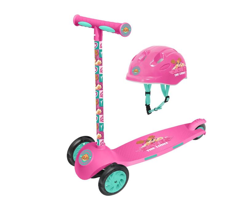 Paw Patrol 3 Wheel Scooter and Helmet Set - Pink - Skye - 50lbs - Unisex - Toddler - Ages 2-5