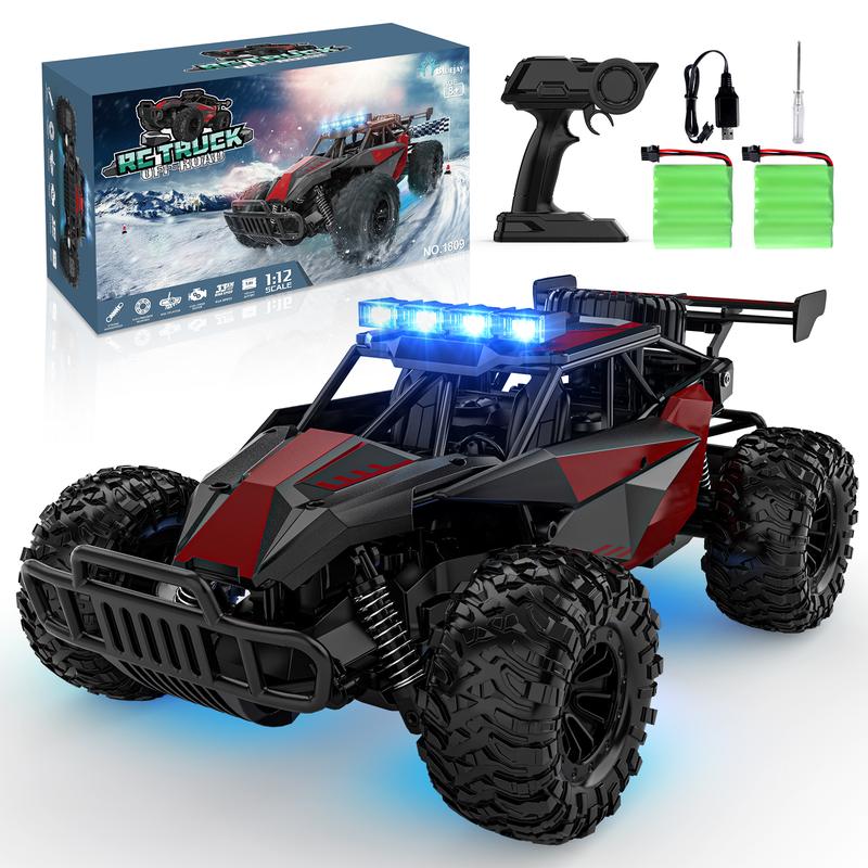 BLUEJAY Remote Control Car - 2.4GHz High Speed 33KM H RC Cars Toys, 1:12 Monster RC Truck Off Road with LED Headlight and Rechargeable Battery Gifts for Adults Boys 8-12 rc car rc monster Transforming Robot traxxas remote  control