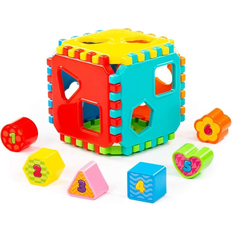 Polesie Shape Sorting Cube with 6 Number Blocks, Safe for Kids Shape Sorter, Best Shape Sorters for Toddlers 1-3, Favorite Learning Baby Toy for Every Boy & Girl 0+