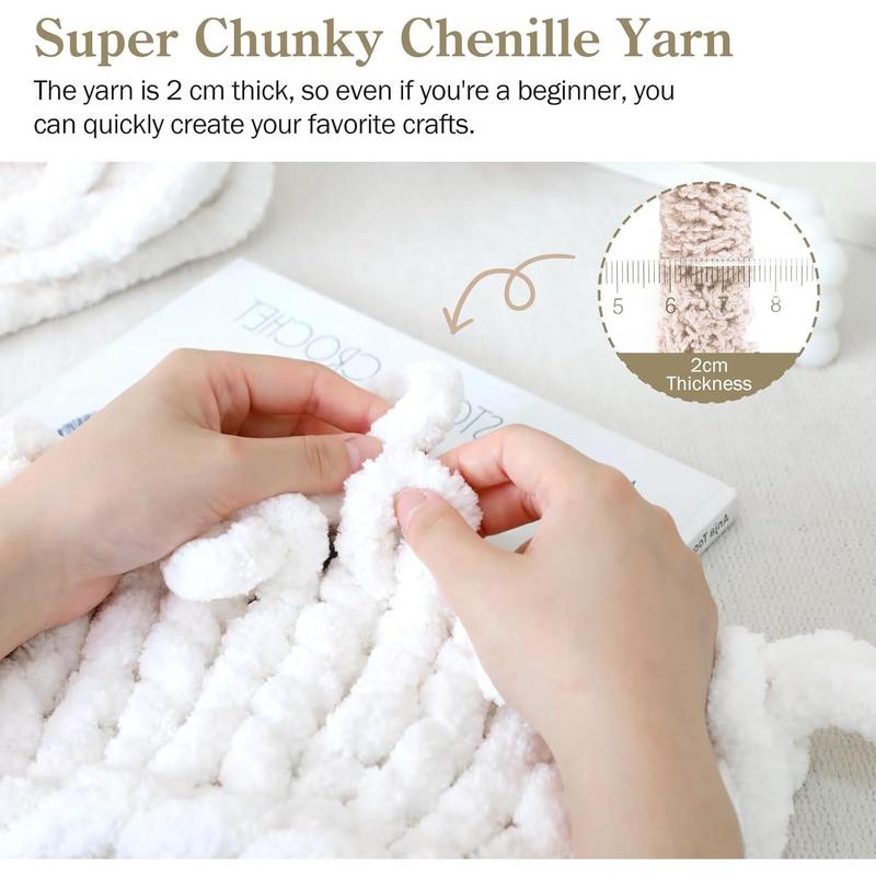 Chunky Chenille Yarn for Crocheting, Chunky Yarn for Hand Knitting Blanket, Bulky Chunky Fluffy Yarn for Crocheting, Jumbo Yarn, Thick Yarn, Pack of 4 (4 Skeins, Each Skein 28 yds, 8oz) Pink