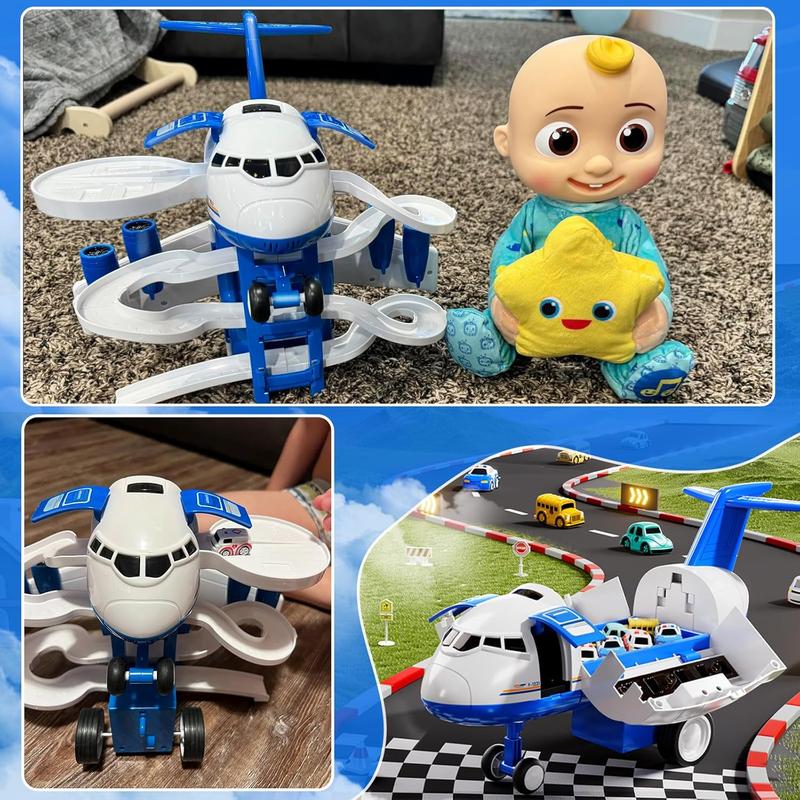 Kids Airplane Boy Toys for 3 4 5 Year Old Boys - Car Race Track for Kids Ages 3-5 with 8 Mini Car Toys, Toddlers Educational Toy, Birthday Gifts for Boys 3-5, Birthday Gift for Boys Girls 3-5