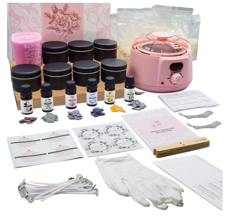 Candle Making Kit for Beginner with Wax Melter, Full Set of Soy DIY Candle Making Supplies, Candle Making Kit for Adults Candle Wax Perfect as Home Decorations