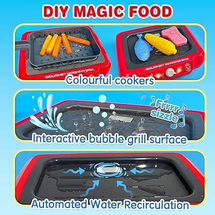 Gourmet Cooking Box Color Changing Pretend play kitchen Cooking Toys for boys and girls gift play kitchen toddlers