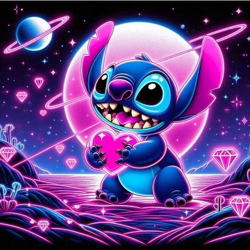 Cartoon Stitch Pattern Diamond Arts Colorful Painting Kit without Frame, DIY 5D Diamond Arts Crafts for Gifts, Wall Art Decorations for Home