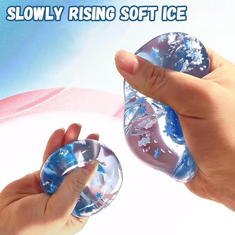 Stress Cube Fidget Toy TPR Slow Rebound Anxiety Relief Liquid Snowflake Filled Square Ice Cube Squishes Sensory Toy fake  globbles fushigi  ball