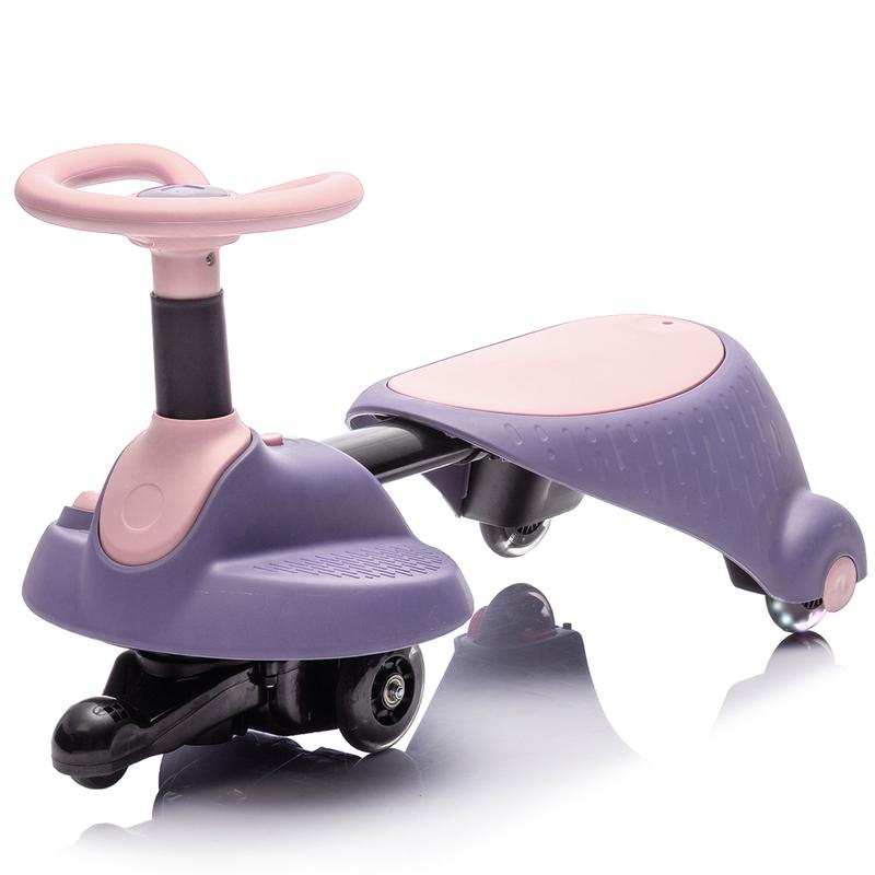 6V Kids Ride On Electric Wiggle Car,flashing wheels,Shock absorbing PU wheel,Retractable,steering wheel rotates 360°,Two-speed adjustment,Bluetooth,Provide a speed of 1.86-3.11MPH for kids aged 3+. wiggle ride car