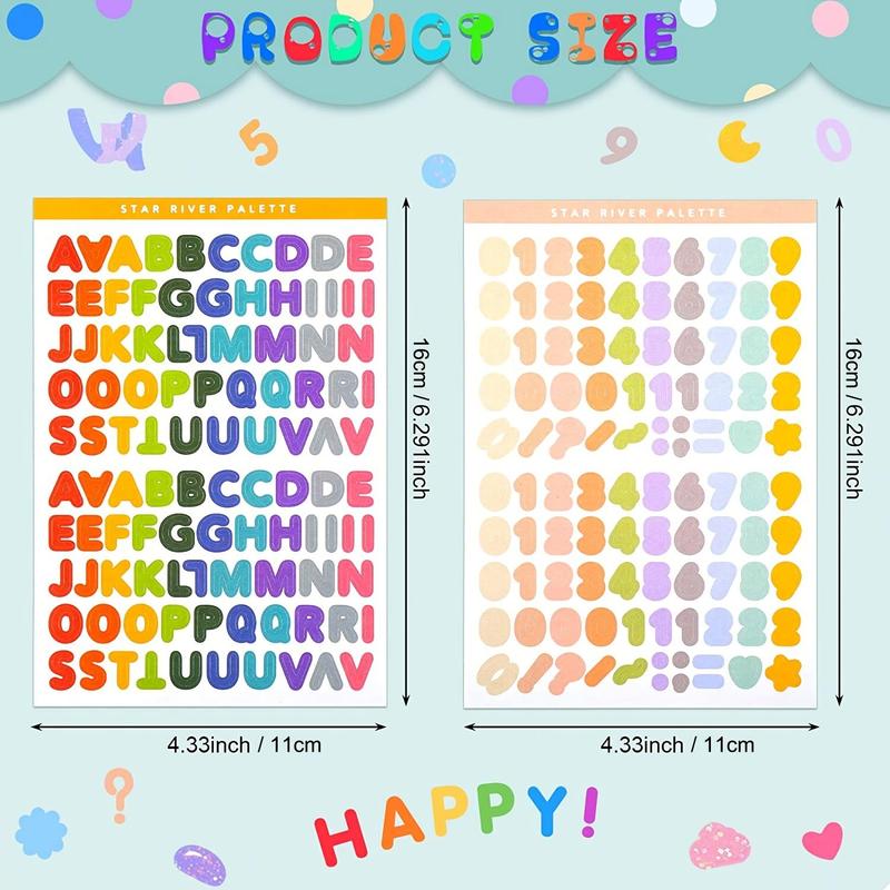 Colorful Alphabet Number Self Adhesive Letter Sticker, 30 Sheets Colorful Letter Sticker, DIY Decorative Sticker for Arts Cards Box Crafts Home Decors