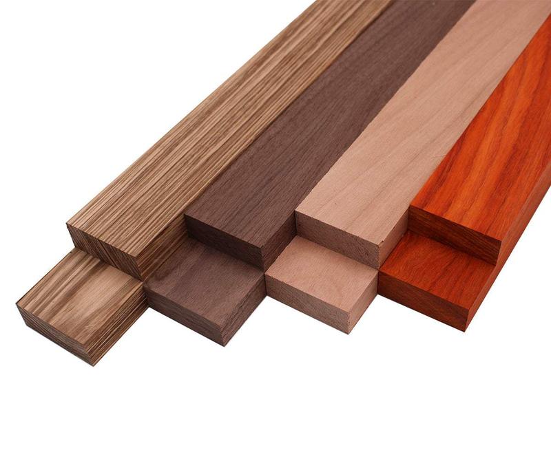 Imported Exotic Hardwood Variety Pack - Zebrawood, Walnut, Padauk, Okoume - 3 4