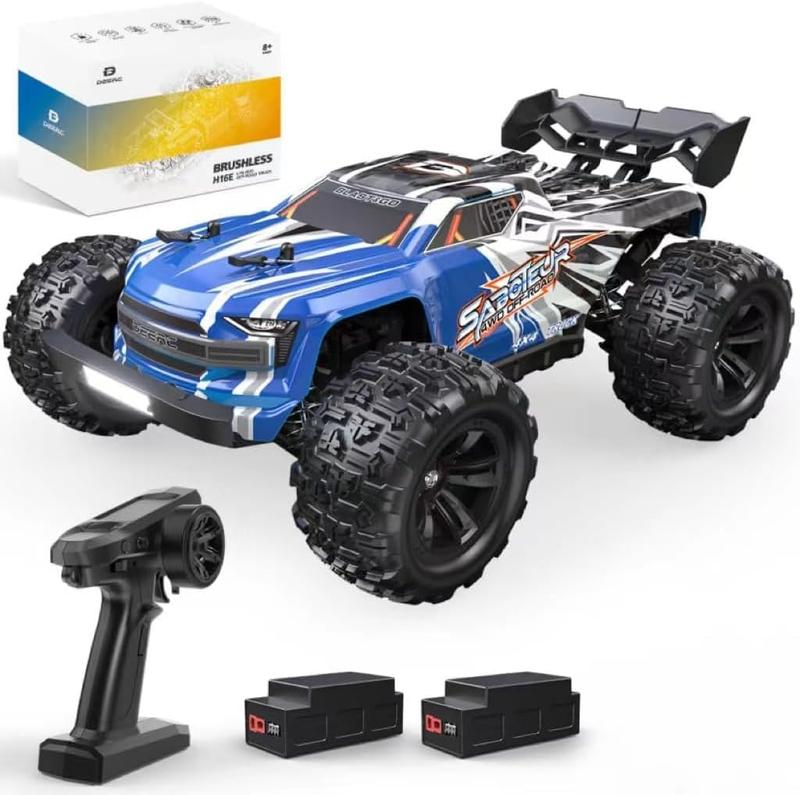 DEERC H16E Brushless Extreme High Speed RC Truck, Max 70kph, 1:16 4X4 RTR Fast RC Cars for Adults, All Terrains RC Monster Truck, Off Road Hobby Electric Vehicle Gift for your friends, 2 Li-po Batteries