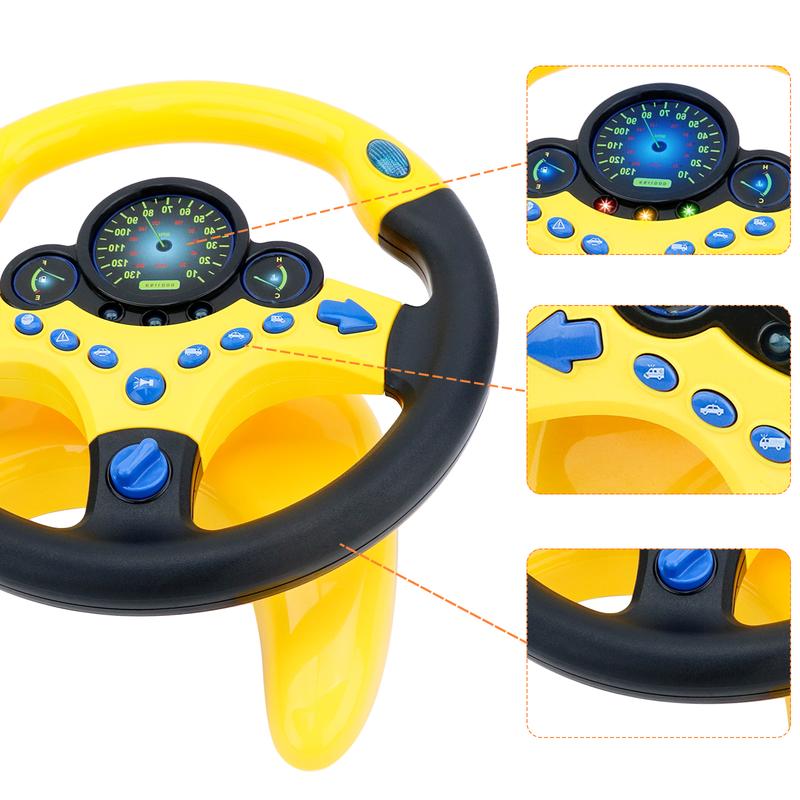 deAO Steering Wheel for Backseat with Car Key Pretend Driving Simulated Driving Steering Wheel Toy with Light and Music Gifts