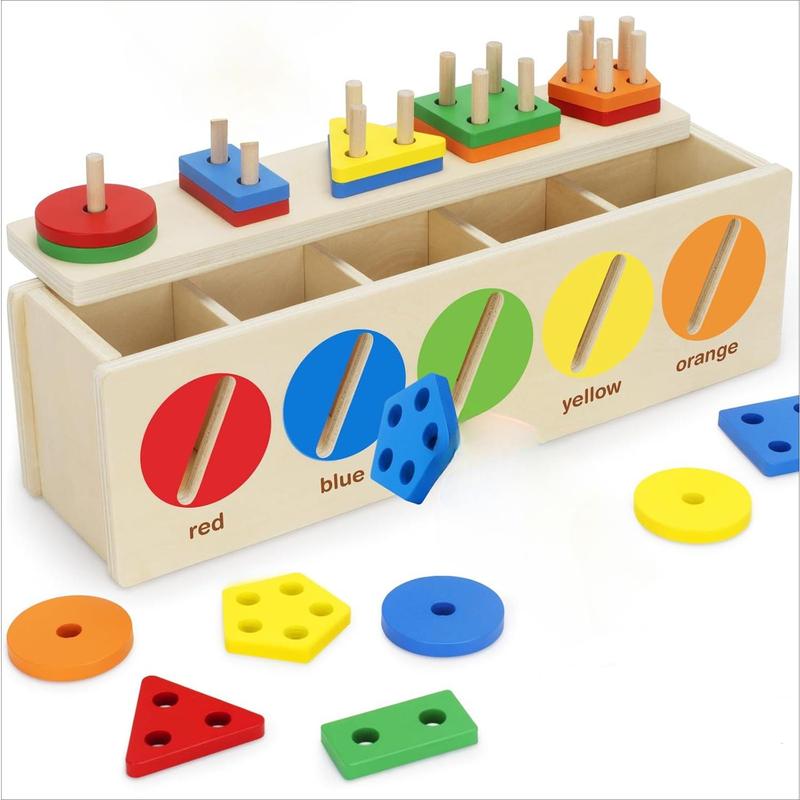 Montessori Toys for  , Wooden Color & Shape Sorting Matching Box, Early Learning Toys  Ideal Christmas, Birthday Gifts for Boy & Girl