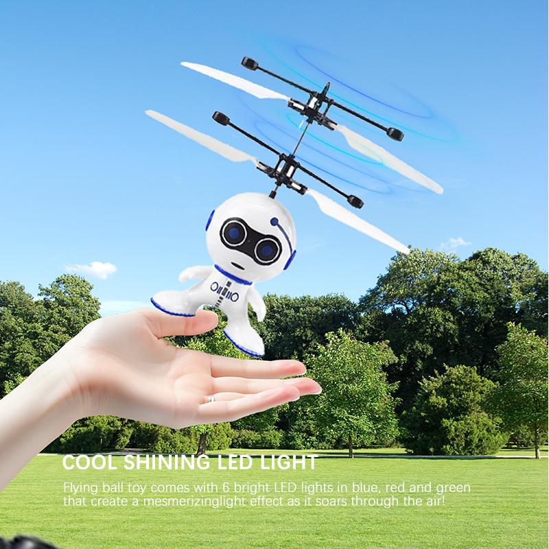 Flying Robot Toy for Age 3 4 5 6 7 Year  Boys White Flying Robot Mini Drone Rechargeable - Experience Thrilling Flight with Our Futuristic Flying Robot Toy