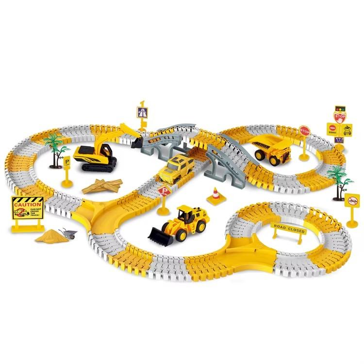 Children's Construction Toys, 255 Pieces Of Children's Toy Construction Track, 1 Electric Car, 6 Engineering Cars, Flexible Track Toy Set, Suitable For 4 56 Years Old Boys And Girls Engineering Gifts