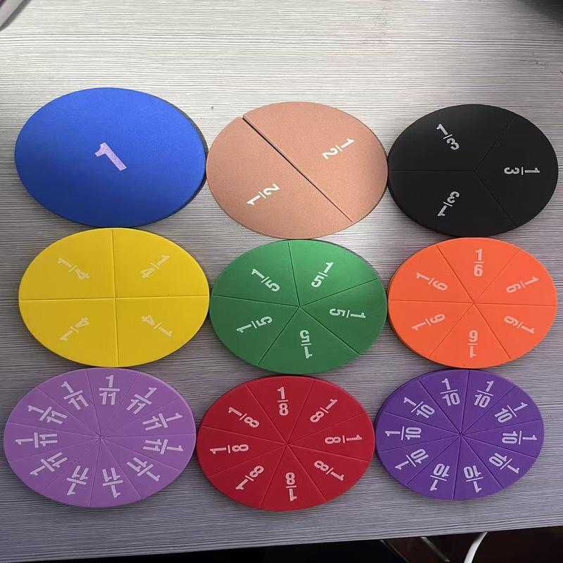 9pcs set Magnetic Education Fraction Circle, Color Math Teaching Tool for Kids & Teachers, School Teaching Supplies