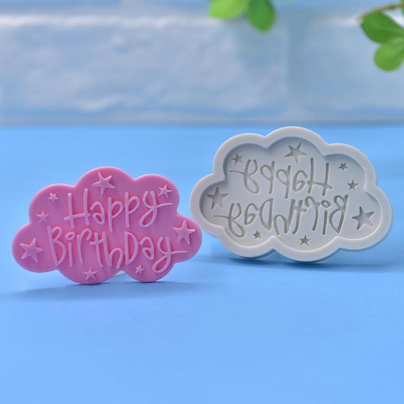 Letter Pattern Silicone Mold, Cute Cloud Shaped Candle Making Mold for Birthday Decor, DIY Candle & Soap Making Supplies