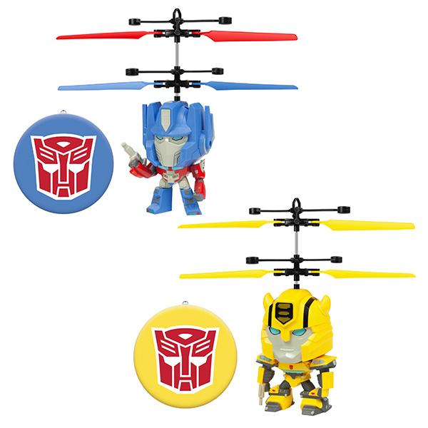 Transformers Bumble Bee & Optimus Prime Big Head Figure Sensor Flying Helicopter