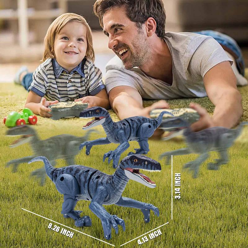 RC Dinosaur Toys for Kids, Electronic R C Dinosaur Walking Robot Toy with Light &Realistic Roaring Sound Velociraptor