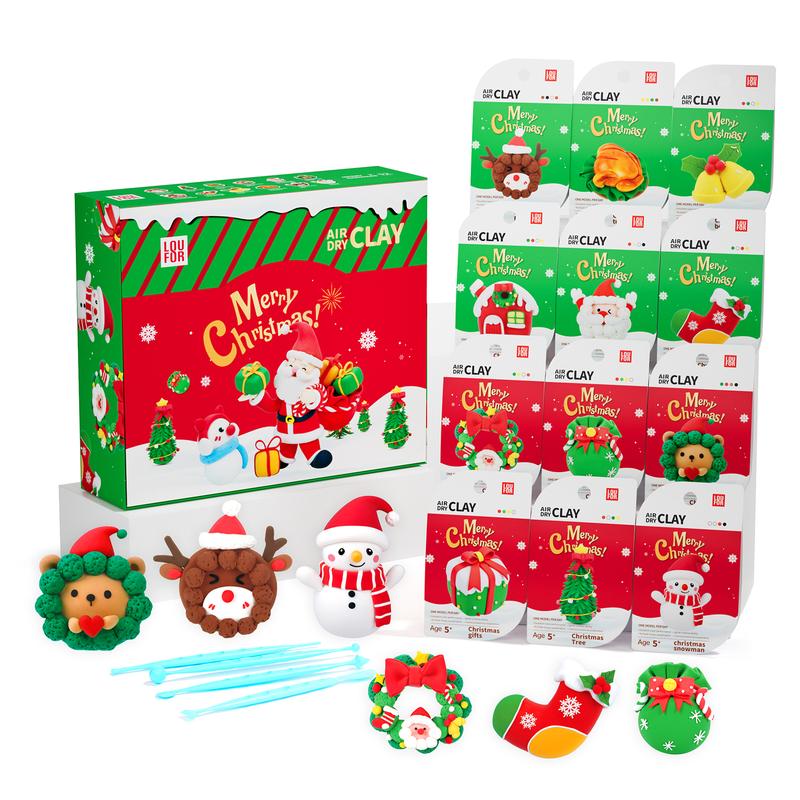 Air DIY Clay,Christmas Limited-Air Dry Clay 12 boxes, Soft & Ultra Light, safe&Non-Toxic, DIY Craft Easy to use,Modeling Clay for  with Accessories, Tools and Tutorials