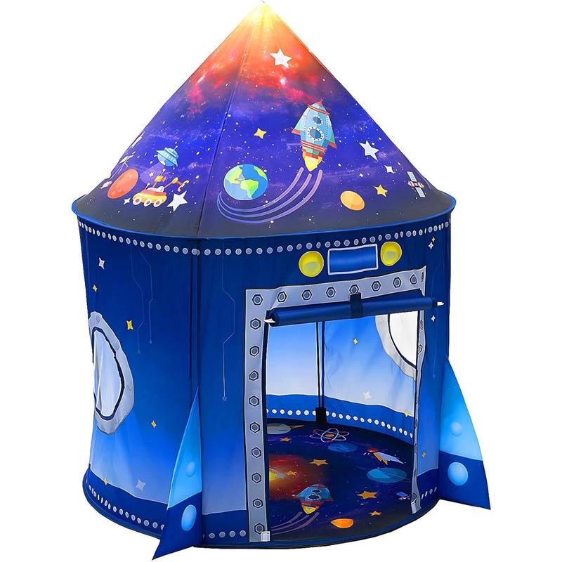 Rocket Ship Play Tent for Kids, Astronaut Spaceship Space Themed Pretend Playhouse Indoor Outdoor Games Party Children Pop Up Foldable Tent Birthday Toy for Boys Girls Toddler Baby