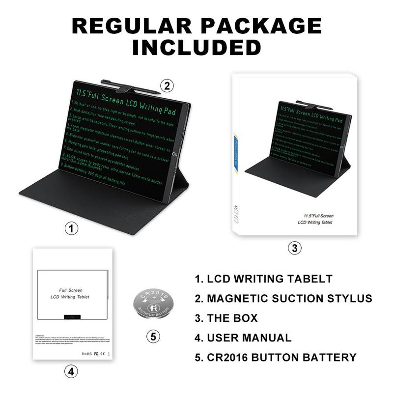 11.5 Inch Full Screen Handwriting Board with Magnetic Control Induction Handwriting Pen & Spare Battery & Protective Cover, LCD Screen Portable Writing Tablet, Professional Education Devices for Learning & Office Use