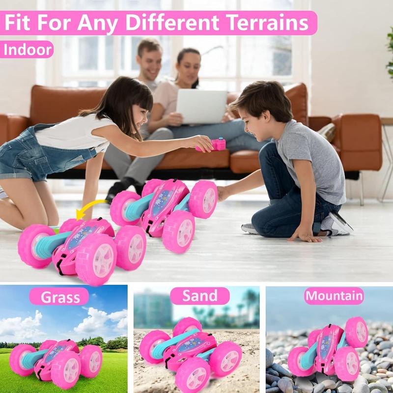 Remote Control Car for Girls : Pink RC Car Double Sided 360Flip Stunt Cars with Headlights & WheelLights Rechargeable y Car Birthday Gifts for Girl Kids Age 6 7 8 9 10 11 12 Year Old