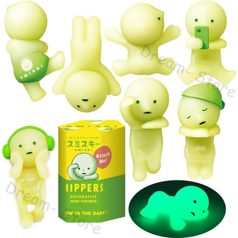 1Pc Random Smiski Hippers Series Sonny Angel Mini Figures Glow In the Dark Mystery Box Phone Attachment Doll Toy Collection Christmas Gift