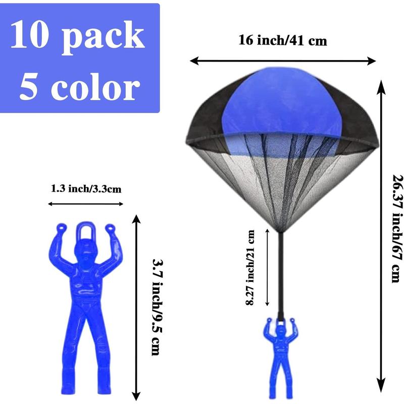 10 piece set of parachute toys, tangle free throwing toy parachute, children's outdoor throwing flying toy, gift (5 colors)