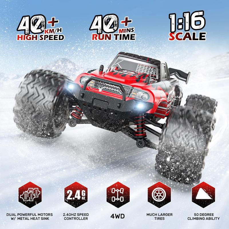 DEERC 9500E 1:16 Scale All Terrain RC Car, 4x4 High Speed 40 KPH RC Truck, 2.4Ghz Remote Control Truck with 2 Rechargeable Batteries