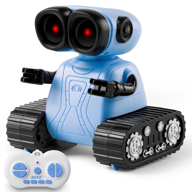 SGILE Remote Control Robot Toys with Music and LED Eyes, Auto-Demonstration, RC Rechargeable Emo Robots for Kids