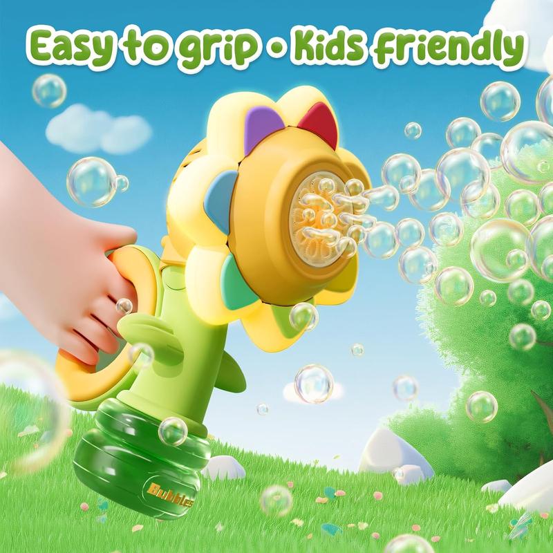 Toy for Indoor Outdoor Party, Seven-color Flower Bubble Machine, Handheld Design, Large Bubble Output, Sunflower, bubble twirler, wubble bubble balls, touchable bubbles, fun bathtoy, bubblemachine toys bubble twirler (Send screwdriver)