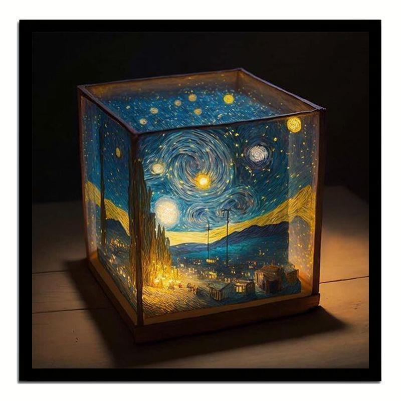 Starry Night Van Gogh Pattern DIY Diamond Arts Colorful Painting Kit without Frame, DIY 5D Diamond Arts Colorful Wall Art Decor for Home Bedroom, Christmas Gift