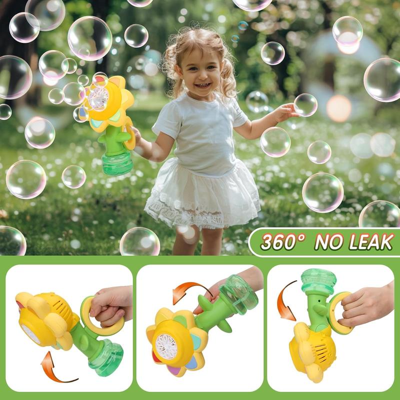 Toy for Indoor Outdoor Party, Seven-color Flower Bubble Machine, Handheld Design, Large Bubble Output, Sunflower, bubble twirler, wubble bubble balls, touchable bubbles, fun bathtoy, bubblemachine toys bubble twirler (Send screwdriver)