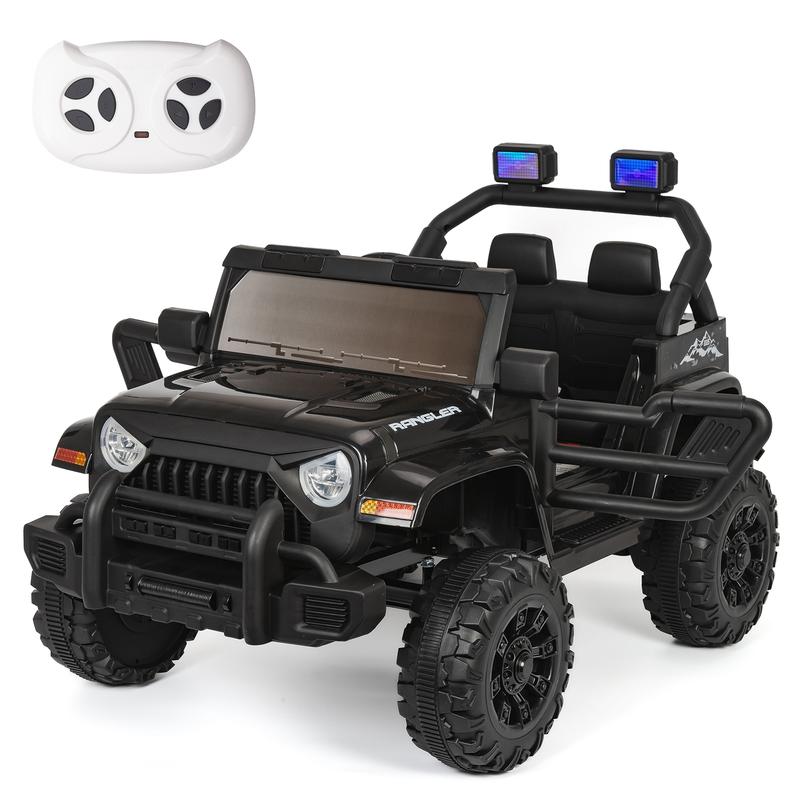 POSTACK 12V Ride on Toy for Boys Girls, Ride on Cars for Toddlers with 1 Seat, Toddler Electric Car with Parent Remote, 4 Wheeler Battery Powered Kids UTV w Music, LED Lights, Bluetooth, Black