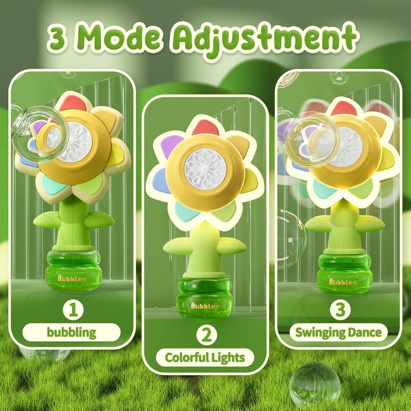 Toy for Indoor Outdoor Party, Seven-color Flower Bubble Machine, Handheld Design, Large Bubble Output, Sunflower, bubble twirler, wubble bubble balls, touchable bubbles, fun bathtoy, bubblemachine toys bubble twirler (Send screwdriver)