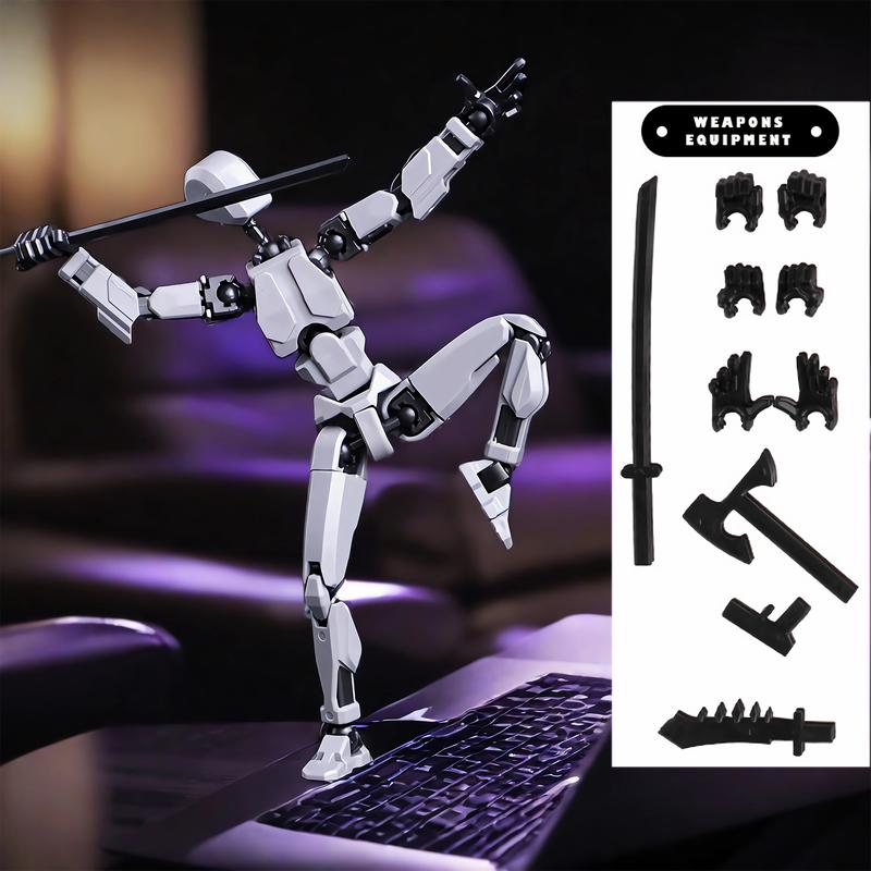 Pre-Assembled Set of 3 3D Printed Multi-Jointed Action Figure Sets T13, Fully Articulated Robot Models, Suitable for Stop Motion Animation, Halloween Gifts, and Christmas Gifts