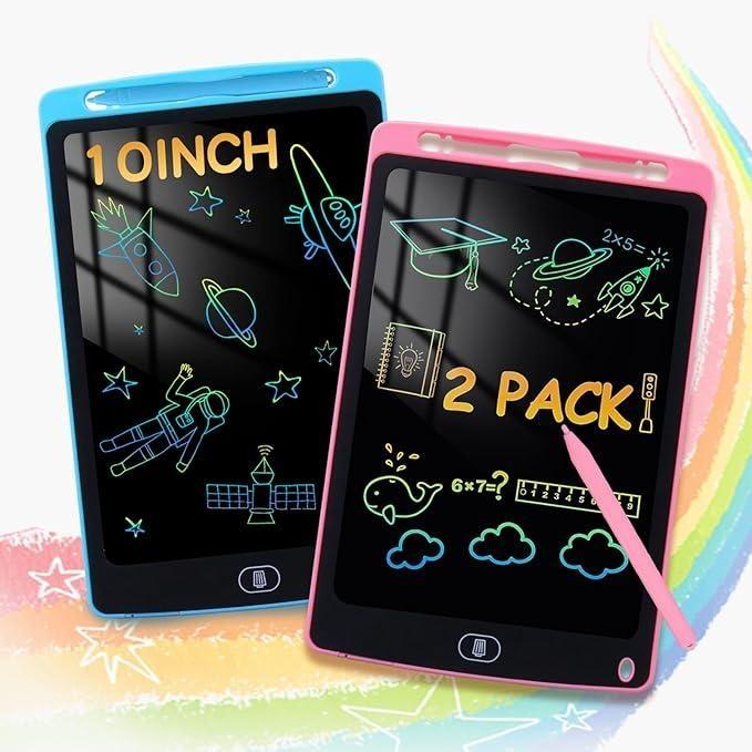 LCD Writing Tablet,2 Pack 10 Inch Doodle Board Toys for Toddlers Kids,Toys for Girls Boys,Educational Learning Toys Birthday Gifts (Pink + Blue)