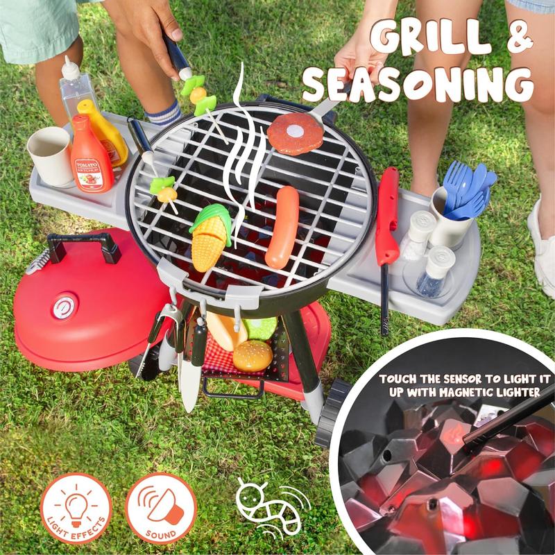  34Pcs Portable Grill Cooking Toy Set BBQ Grill Set For Christmas New Year Gift