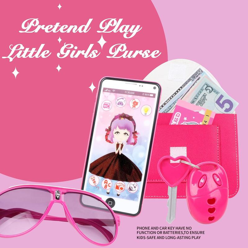 Christmas Gift 36Pcs Girl Wallet, Little Girl Cosmetics, Christmas Girl Princess Toys Include Handbag, Mobile Phone, Key, Children's Birthday Gift