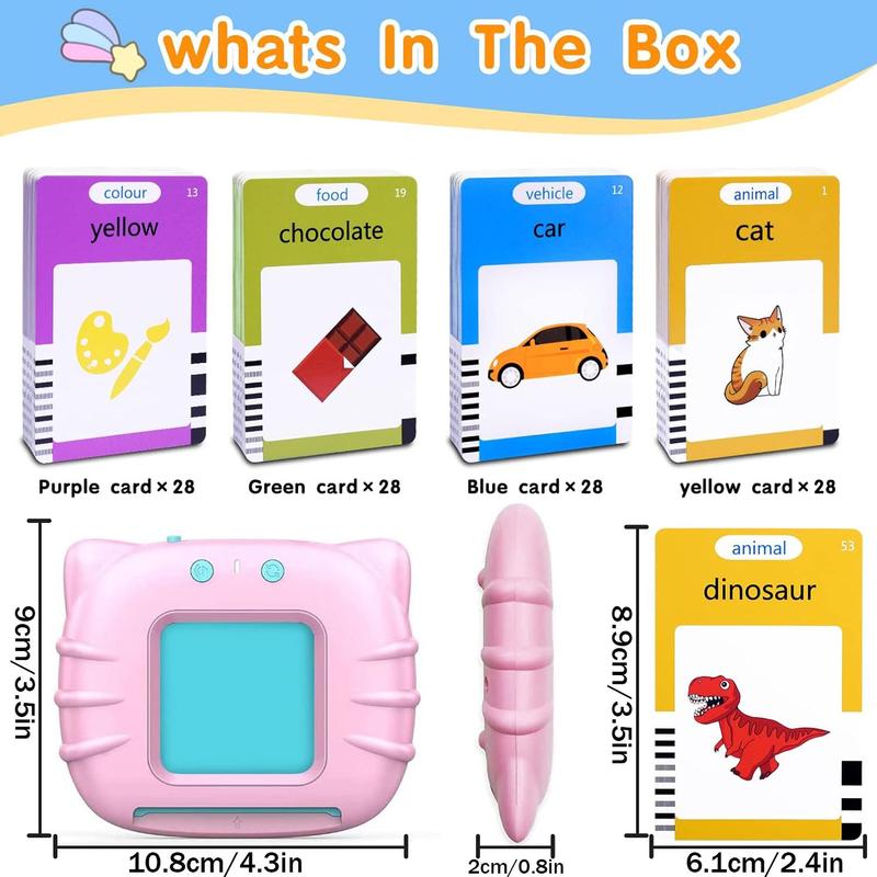 1 Piece Early Education Learning Device with 112pcs English Card, Flash Card Talking Toy