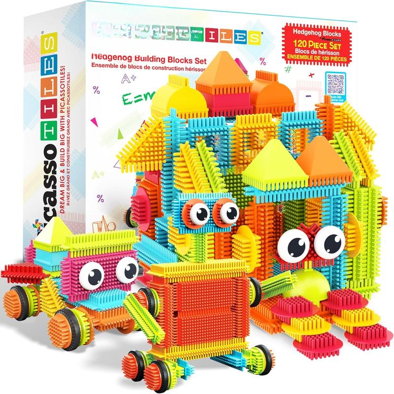 120 count Hedgehog Interlocking Building Blocks Tiles Construction Toy Set Learning Playset STEAM Development Preschool Kindergarten Toy for Kids Age3+ PTB120