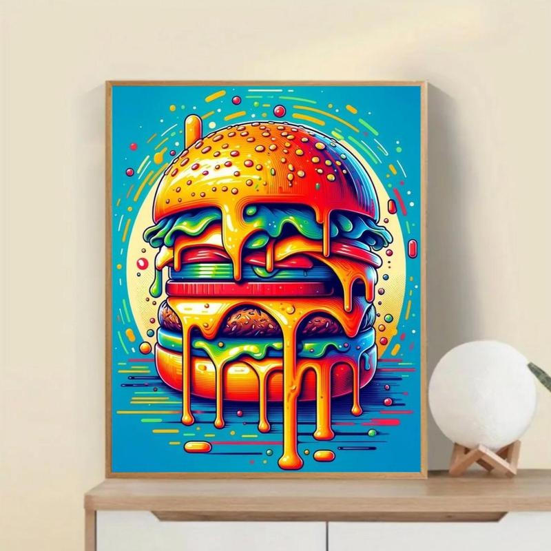 Hamburger Pattern DIY 5D Diamond Art Painting Picture without Frame, DIY Decorative Art Picture for Beginner, DIY Home Decor