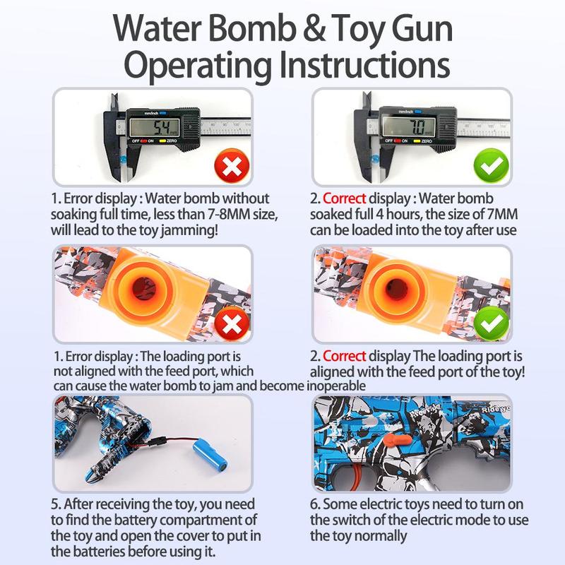 Electric Water Ball Shooting Toys, Automatic Splat Shooting Toys, Outdoor Game Toys for Ages 14+ and Adults, Outdoor Water Toy, Eco-friendly Toy Gift,  Happy Blasters