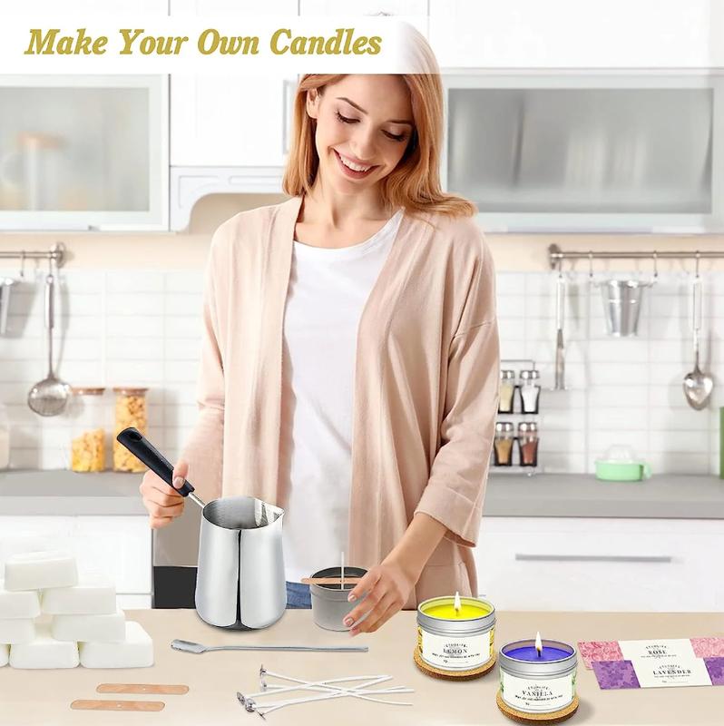 Candle Making Kit - Complete DIY Set with Soy Wax, Scent Oils, Wicks, Dyes, Jars & Melting Pot