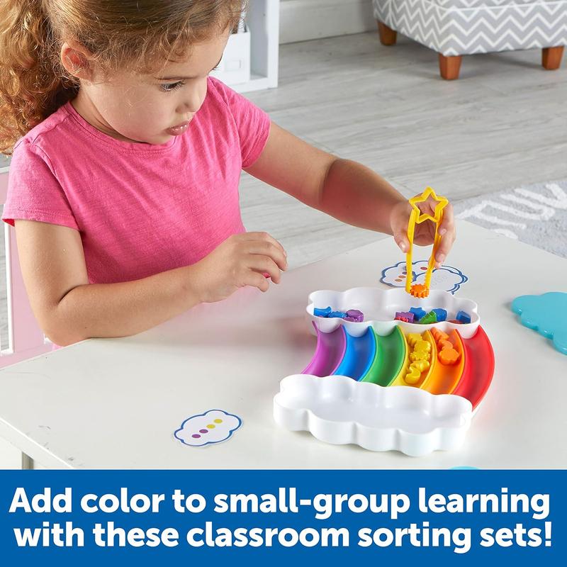 Learning Resources Rainbow Sorting Set,37 Pieces, Ages 3+, Fine Motor Skills, Color and Sorting Recognition, Addition Skills, Sensory Tray Toys