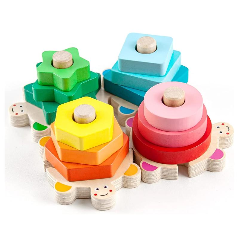 Montessori  Stacking Toys, Shape Sorter Children Toys, Wooden Funny Block Educational Puzzle Toys for Girls Boys, Preschool Learning Gifts