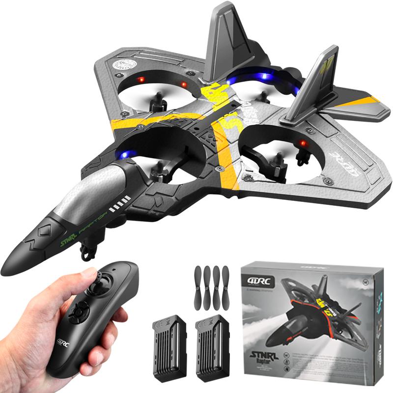 4DRC V17 RC airplane 2.4G quadcopter drone with 2 batteries Foam fighter aircraft model Gravity sensing control Aerobatic tumbling Cool lights Children's flying toys Christmas gifts rc airplane rcplane